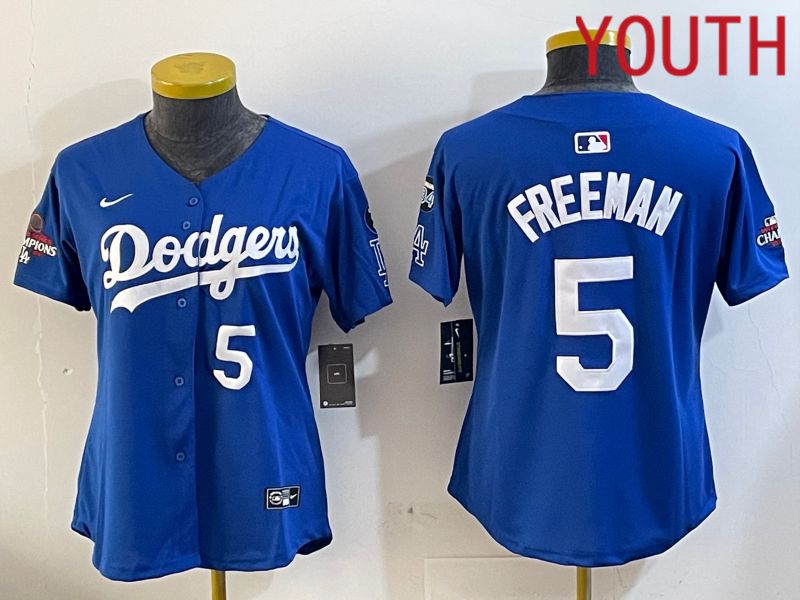 Youth Los Angeles Dodgers #5 Freeman Blue Game 2024 Nike MLB Jersey style 12052